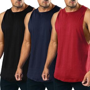 TURETRENDY Men's 3 Pack Workout Tank Tops Dry Fit Sleeveless Gym Stringer Bodybuilding Fitness Muscle T-Shirts