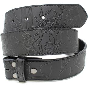 BC Belts Leather Belt Strap with Flower and Leaf Embossed Pattern 1.5" Wide with Snaps - Floral Vintage Style in Kuwait