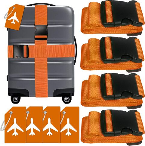 8 عبوات من أحزمة الأمتعة وأحزمة حقائب السفر المصنوعة من السيليكون وعلامات الأمتعة وعلامات السفر وإكسسوارات السفر لإغلاق حقيبة السفر (Oragen) in Kuwait