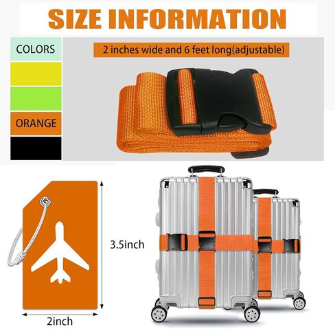 8 عبوات من أحزمة الأمتعة وأحزمة حقائب السفر المصنوعة من السيليكون وعلامات الأمتعة وعلامات السفر وإكسسوارات السفر لإغلاق حقيبة السفر (Oragen) in Kuwait