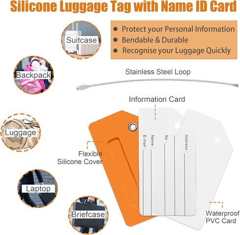 8 عبوات من أحزمة الأمتعة وأحزمة حقائب السفر المصنوعة من السيليكون وعلامات الأمتعة وعلامات السفر وإكسسوارات السفر لإغلاق حقيبة السفر (Oragen) in Kuwait
