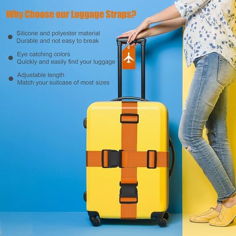 8 عبوات من أحزمة الأمتعة وأحزمة حقائب السفر المصنوعة من السيليكون وعلامات الأمتعة وعلامات السفر وإكسسوارات السفر لإغلاق حقيبة السفر (Oragen) in Kuwait