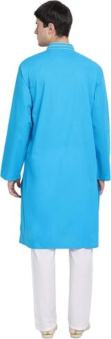 طقم بيجامة SKAVIJ Kurta للرجال من القطن المطرز كاجوال للحفلات in Saudi Arabia