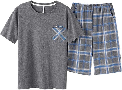 Big Boys Pajamas Classic Plaid Cotton Sleepwear Shorts Teens PJS Size 10 12 14 16 in Saudi Arabia
