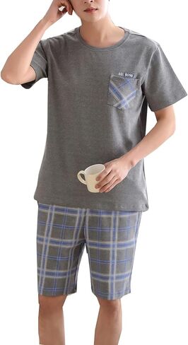 Big Boys Pajamas Classic Plaid Cotton Sleepwear Shorts Teens PJS Size 10 12 14 16 in Saudi Arabia
