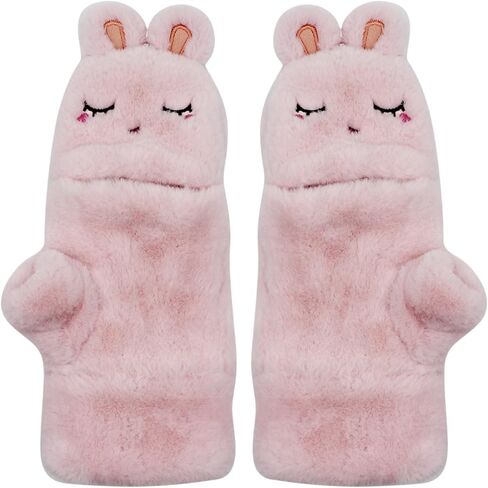 JUMISEE Women Girls Soft Faux Fur Convertible Flip Top Gloves Cute Cat Fingerless Winter Mittens in Saudi Arabia