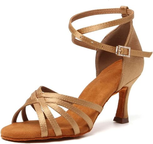 RUYBOZRY Womens Latin Salsa Ballroom Dance Heels Satin Dance Shoes,Model OD802QB in Kuwait