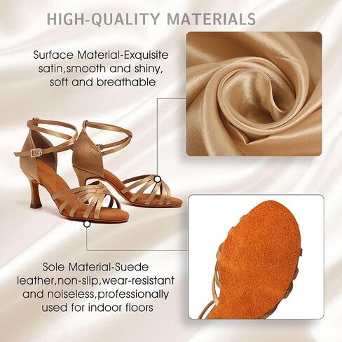 RUYBOZRY Womens Latin Salsa Ballroom Dance Heels Satin Dance Shoes,Model OD802QB in Kuwait