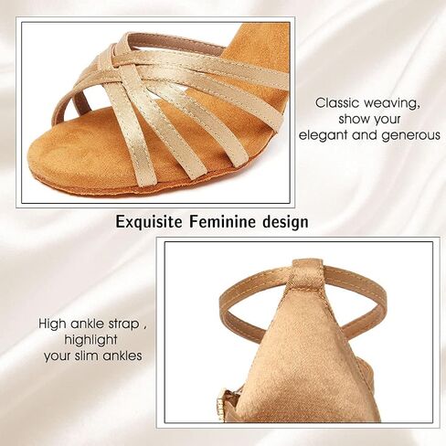 RUYBOZRY Womens Latin Salsa Ballroom Dance Heels Satin Dance Shoes,Model OD802QB in Kuwait