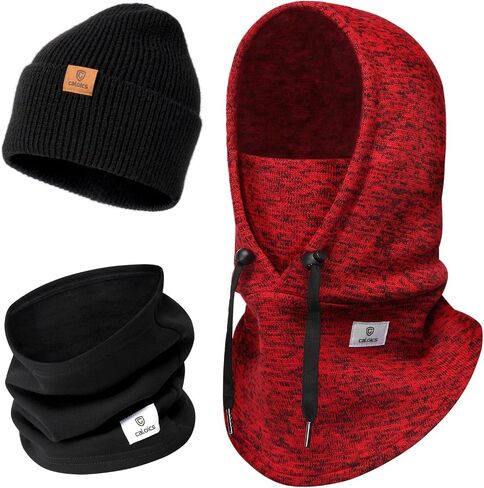 C CALOICS Balaclavas for Men and Women - Wind-Resistant Winter Face Mask,3 - Piece Set:Thermal Face Mask,Brimless Hat,Neck Gaiter - Ideal for Cold Weather in Kuwait