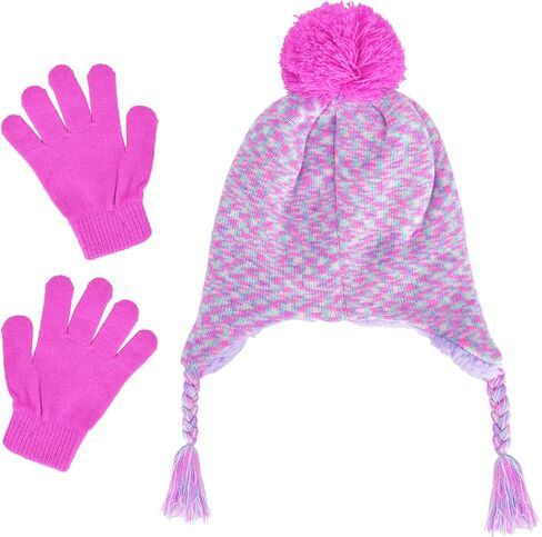 Disney Encanto Kids Beanie Hat and Gloves Set, Mirabel Peruvian Winter Knit Cap with Tassels and Matching Mittens, Pink, One Size in Saudi Arabia