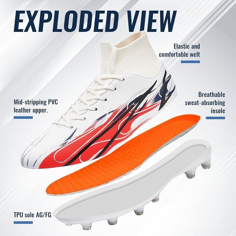 مرابط كرة القدم للرجال من ASHON، مرابط كرة قدم احترافية للأولاد الكبار مضادة للانزلاق FG للسيدات، أحذية رياضية خارجية لكرة القدم in Kuwait