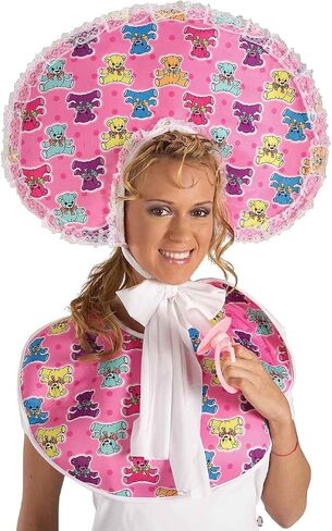 Forum Novelties womens Big Baby Oversized Bib and Bonnet Set Costume, Pink, One Size US in Saudi Arabia