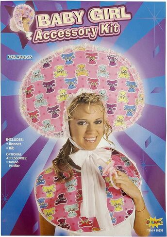 Forum Novelties womens Big Baby Oversized Bib and Bonnet Set Costume, Pink, One Size US in Saudi Arabia