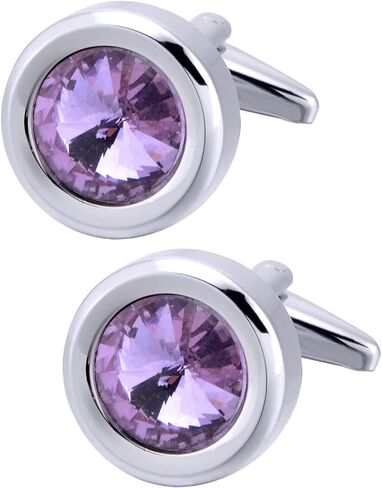 Jonwo Round Diamond Cutting Crystal Men Cufflinks With Gift Case French Cuff Shirt Unisex Cuff Link Buttons for Business Wedding Tuxedo in Saudi Arabia