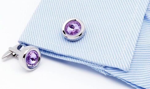 Jonwo Round Diamond Cutting Crystal Men Cufflinks With Gift Case French Cuff Shirt Unisex Cuff Link Buttons for Business Wedding Tuxedo in Saudi Arabia