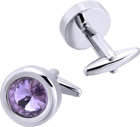 Jonwo Round Diamond Cutting Crystal Men Cufflinks With Gift Case French Cuff Shirt Unisex Cuff Link Buttons for Business Wedding Tuxedo in Saudi Arabia
