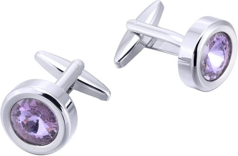 Jonwo Round Diamond Cutting Crystal Men Cufflinks With Gift Case French Cuff Shirt Unisex Cuff Link Buttons for Business Wedding Tuxedo in Saudi Arabia