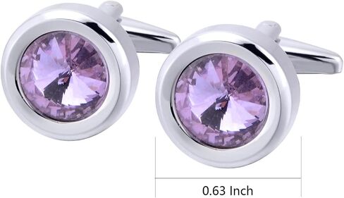 Jonwo Round Diamond Cutting Crystal Men Cufflinks With Gift Case French Cuff Shirt Unisex Cuff Link Buttons for Business Wedding Tuxedo in Saudi Arabia