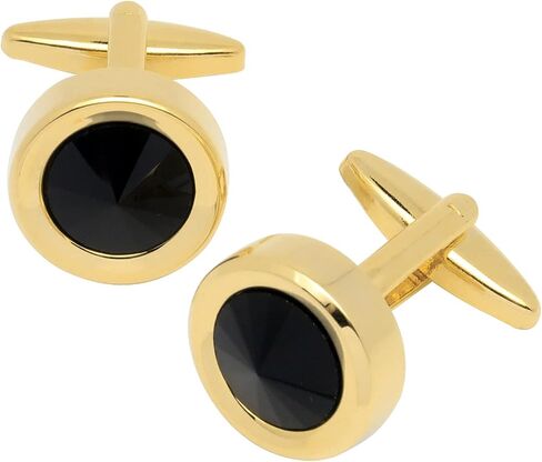 Jonwo Round Diamond Cutting Crystal Men Cufflinks With Gift Case French Cuff Shirt Unisex Cuff Link Buttons for Business Wedding Tuxedo in Saudi Arabia