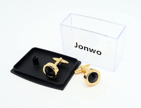 Jonwo Round Diamond Cutting Crystal Men Cufflinks With Gift Case French Cuff Shirt Unisex Cuff Link Buttons for Business Wedding Tuxedo in Saudi Arabia