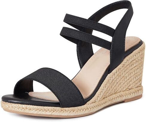 صنادل نسائية من Mikarka مفتوحة عند أصابع القدم، صنادل ذات كعب عريض سهلة الارتداء، أشرطة مرنة للكاحل، أحذية صندل ذات نعل سميك in Kuwait