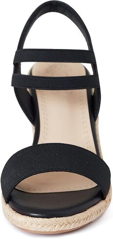 صنادل نسائية من Mikarka مفتوحة عند أصابع القدم، صنادل ذات كعب عريض سهلة الارتداء، أشرطة مرنة للكاحل، أحذية صندل ذات نعل سميك in Kuwait