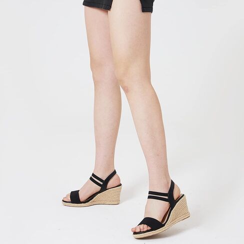 صنادل نسائية من Mikarka مفتوحة عند أصابع القدم، صنادل ذات كعب عريض سهلة الارتداء، أشرطة مرنة للكاحل، أحذية صندل ذات نعل سميك in Kuwait