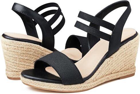 صنادل نسائية من Mikarka مفتوحة عند أصابع القدم، صنادل ذات كعب عريض سهلة الارتداء، أشرطة مرنة للكاحل، أحذية صندل ذات نعل سميك in Kuwait