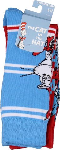 Bioworld Dr. Seuss Cat in The Hat Thing 1 Thing 2 Adult Mid Calf Crew Socks 3 Pairs in Saudi Arabia