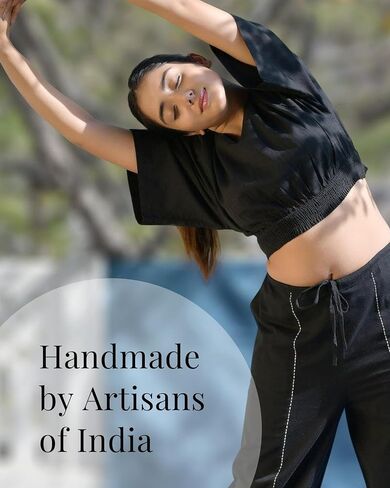 Yoga Crop Top for Women - Loose Fit Organic Cotton Yoga Shirt for Women - Short Sleeves Comfort Fit in Saudi Arabia