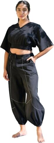 Yoga Crop Top for Women - Loose Fit Organic Cotton Yoga Shirt for Women - Short Sleeves Comfort Fit in Saudi Arabia