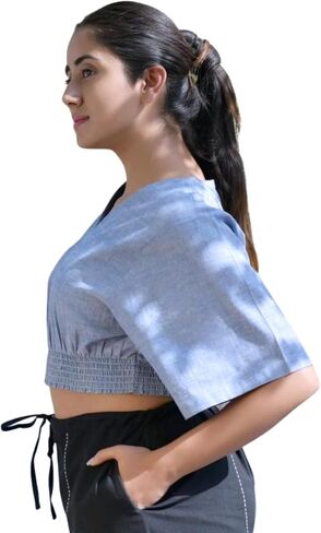 Yoga Crop Top for Women - Loose Fit Organic Cotton Yoga Shirt for Women - Short Sleeves Comfort Fit in Saudi Arabia