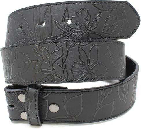 BC Belts Leather Belt Strap with Flower and Leaf Embossed Pattern 1.5" Wide with Snaps - Floral Vintage Style in Saudi Arabia