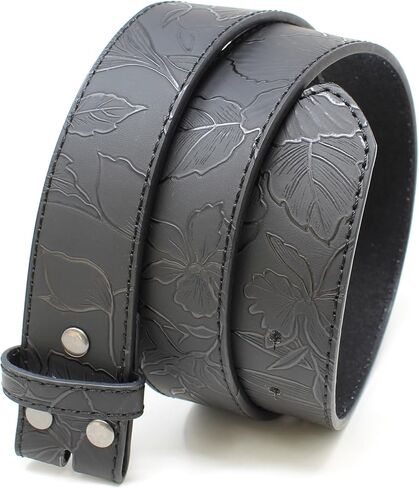 BC Belts Leather Belt Strap with Flower and Leaf Embossed Pattern 1.5" Wide with Snaps - Floral Vintage Style in Saudi Arabia