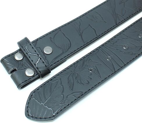 BC Belts Leather Belt Strap with Flower and Leaf Embossed Pattern 1.5" Wide with Snaps - Floral Vintage Style in Saudi Arabia