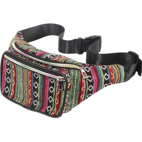 NOOKNAK Boho Fanny Pack، حقيبة حزام بتصميم هيبي إيكو قبلي، حقيبة كروس متعددة الألوان، حزم خصر عصرية للمهرجانات والسفر والحفلات الموسيقية (أ) in Kuwait