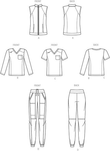 Simplicity Unisex Knit Scrubs Sewing Pattern Kit, Code S9650, Sizes XXS-XS-S-M-L-XL-XXL, Multicolor in Saudi Arabia