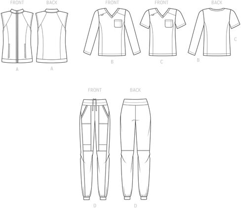 Simplicity Unisex Knit Scrubs Sewing Pattern Kit, Code S9650, Sizes XXS-XS-S-M-L-XL-XXL, Multicolor in Saudi Arabia