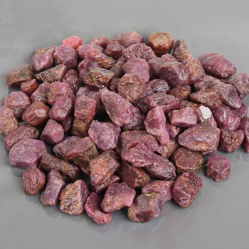 Rough Ruby Crystal 100 Ct Natural Healing Gems Set of 10 Pcs Raw Gemstone Beads for Cabbing, Lapidary, Tumbling, Wire Wrapping, Reiki and Wicca in Saudi Arabia