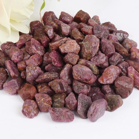 Rough Ruby Crystal 100 Ct Natural Healing Gems Set of 10 Pcs Raw Gemstone Beads for Cabbing, Lapidary, Tumbling, Wire Wrapping, Reiki and Wicca in Saudi Arabia