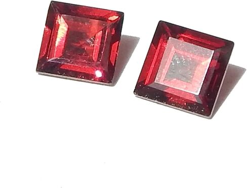 Faceted 7mm Square Shape AAA Quality Mozambique Garnet Pair, Natural Garnet Stone, Garnet Pair for Making Earrings & Other Jewelry. in Saudi Arabia
