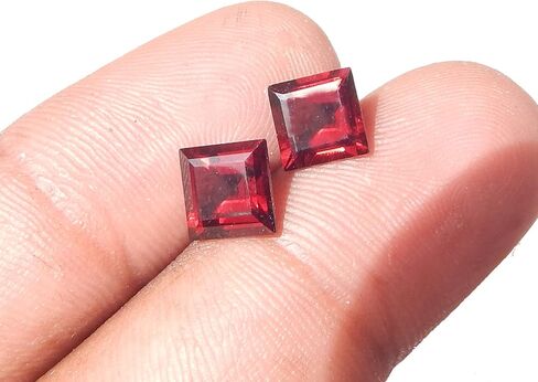 Faceted 7mm Square Shape AAA Quality Mozambique Garnet Pair, Natural Garnet Stone, Garnet Pair for Making Earrings & Other Jewelry. in Saudi Arabia