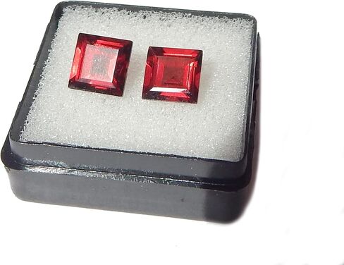 Faceted 7mm Square Shape AAA Quality Mozambique Garnet Pair, Natural Garnet Stone, Garnet Pair for Making Earrings & Other Jewelry. in Saudi Arabia