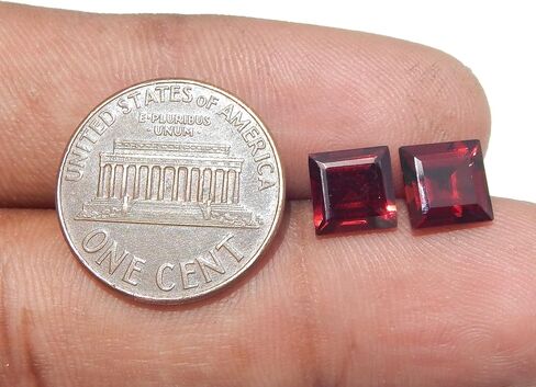 Faceted 7mm Square Shape AAA Quality Mozambique Garnet Pair, Natural Garnet Stone, Garnet Pair for Making Earrings & Other Jewelry. in Saudi Arabia