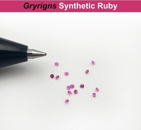 Gryrigns 1 مم، مجموعة صغيرة مستديرة فضفاضة من حجر الياقوت الاصطناعي بالجملة، أحجار كريمة اكسيد الالمونيوم الحمراء مقطوعة الأوجه 3A VVS لاستبدال مجوهرات فن الأظافر (2 قيراط - 10 قيراط إجمالاً، 1 مم) in Kuwait