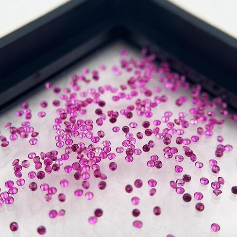 Gryrigns 1 مم، مجموعة صغيرة مستديرة فضفاضة من حجر الياقوت الاصطناعي بالجملة، أحجار كريمة اكسيد الالمونيوم الحمراء مقطوعة الأوجه 3A VVS لاستبدال مجوهرات فن الأظافر (2 قيراط - 10 قيراط إجمالاً، 1 مم) in Kuwait