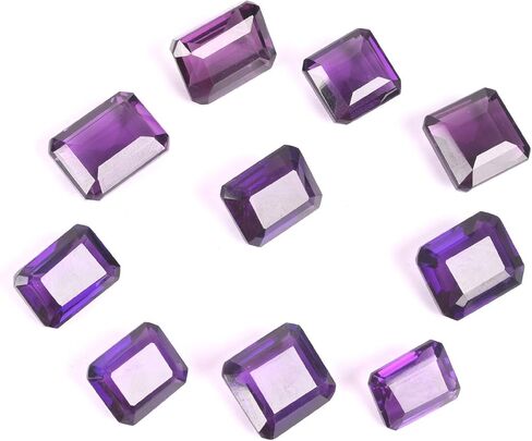 gemhub Approx 157.00 Ct February Birthstone Violet Amethyst, Emerald Shape Lot of 10 Pcs Ring Size Loose Stones for Jewelry in Saudi Arabia
