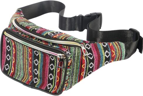 NOOKNAK Boho Fanny Pack، حقيبة حزام بتصميم هيبي إيكو قبلي، حقيبة كروس متعددة الألوان، حزم خصر عصرية للمهرجانات والسفر والحفلات الموسيقية (أ) in Kuwait