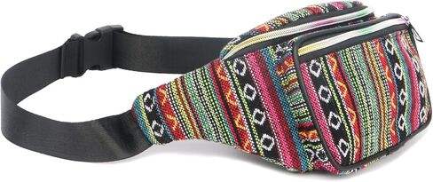 NOOKNAK Boho Fanny Pack، حقيبة حزام بتصميم هيبي إيكو قبلي، حقيبة كروس متعددة الألوان، حزم خصر عصرية للمهرجانات والسفر والحفلات الموسيقية (أ) in Kuwait